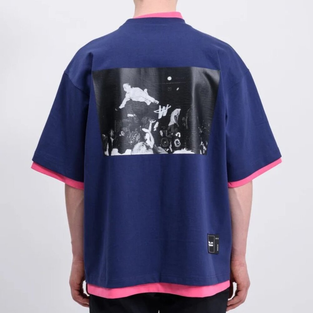 WE11DONE Navy And Pink Reversible Gig T-Shirt UNISEX